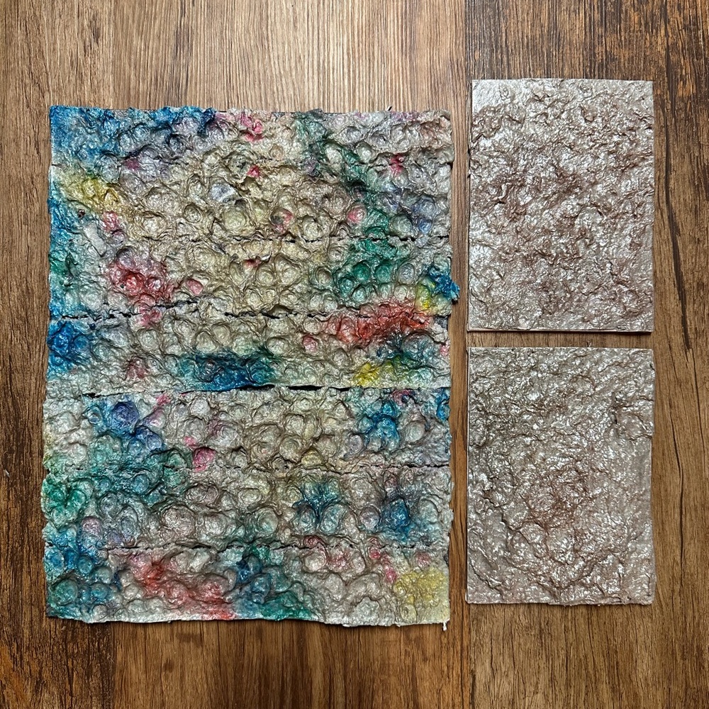 3 piece Textured art canvas handmade paper and ink mixed media wall art